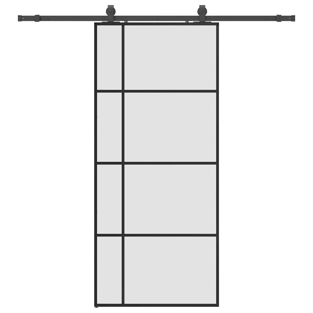 Schuifdeur met beslagset 90x205 cm ESG glas zwart is nu te koop bij PeponiXL, paradijselijk wonen!