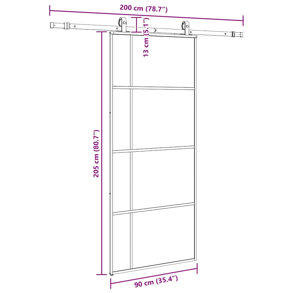 Schuifdeur met beslagset 90x205 cm ESG glas zwart is nu te koop bij PeponiXL, paradijselijk wonen!