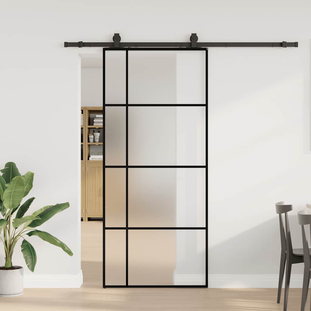 Schuifdeur met beslagset 90x205 cm ESG glas zwart is nu te koop bij PeponiXL, paradijselijk wonen!