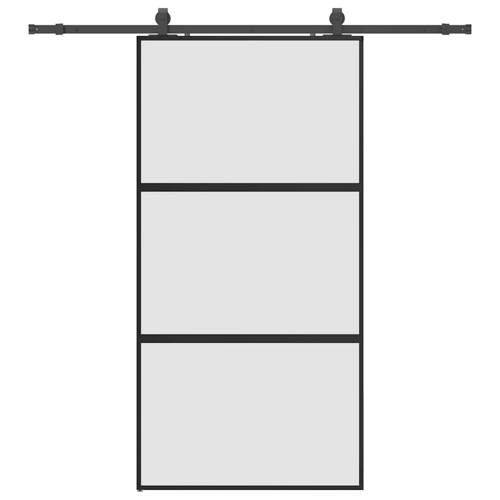 Schuifdeur met beslagset 102,5x205 cm gehard glas zwart is nu te koop bij PeponiXL, paradijselijk wonen!