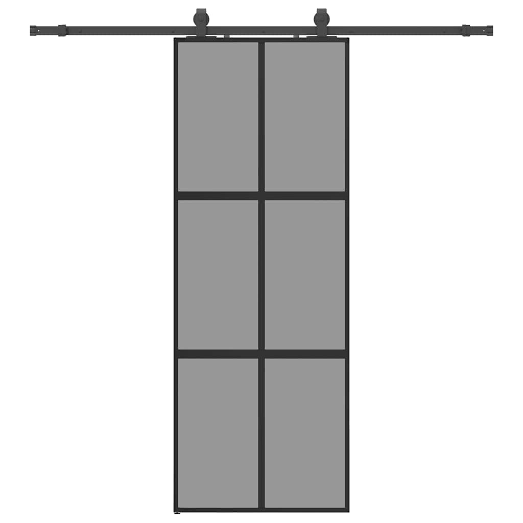 Schuifdeur met beslagset 76x205 cm gehard glas zwart is nu te koop bij PeponiXL, paradijselijk wonen!
