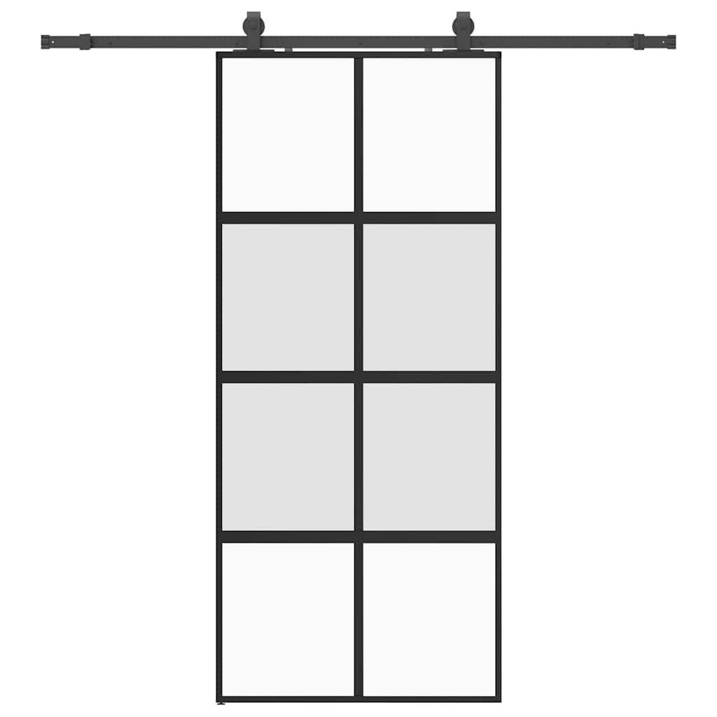 Schuifdeur met beslagset 90x205 cm gehard glas zwart is nu te koop bij PeponiXL, paradijselijk wonen!