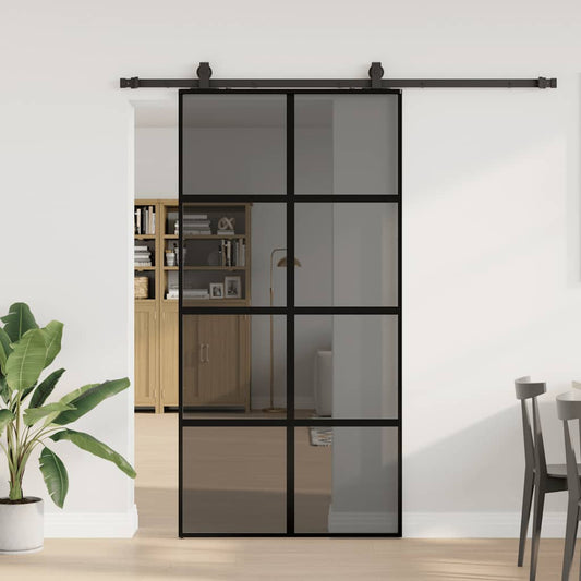 Schuifdeur met beslagset 102,5x205 cm gehard glas zwart is nu te koop bij PeponiXL, paradijselijk wonen!