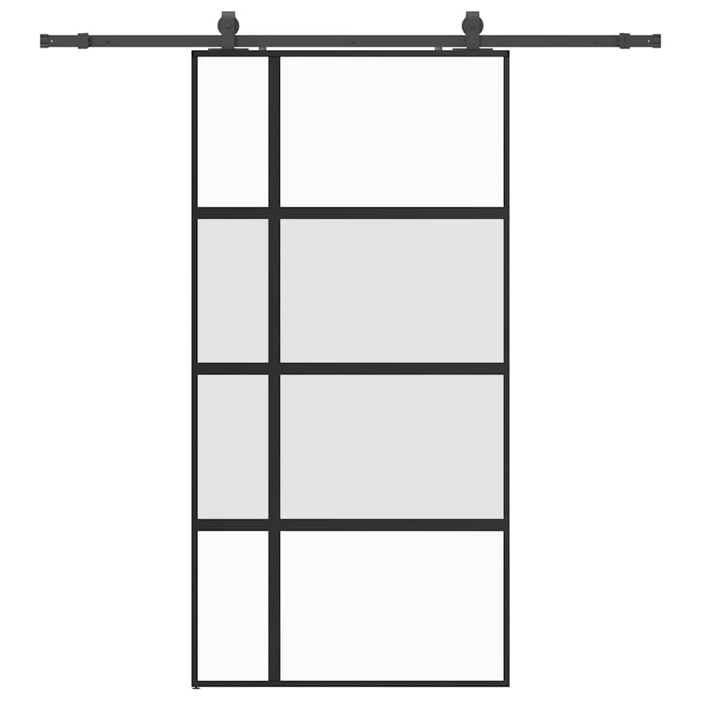 Schuifdeur met beslagset 102,5x205 cm gehard glas zwart is nu te koop bij PeponiXL, paradijselijk wonen!