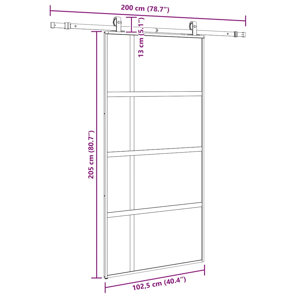 Schuifdeur met beslagset 102,5x205 cm gehard glas zwart is nu te koop bij PeponiXL, paradijselijk wonen!