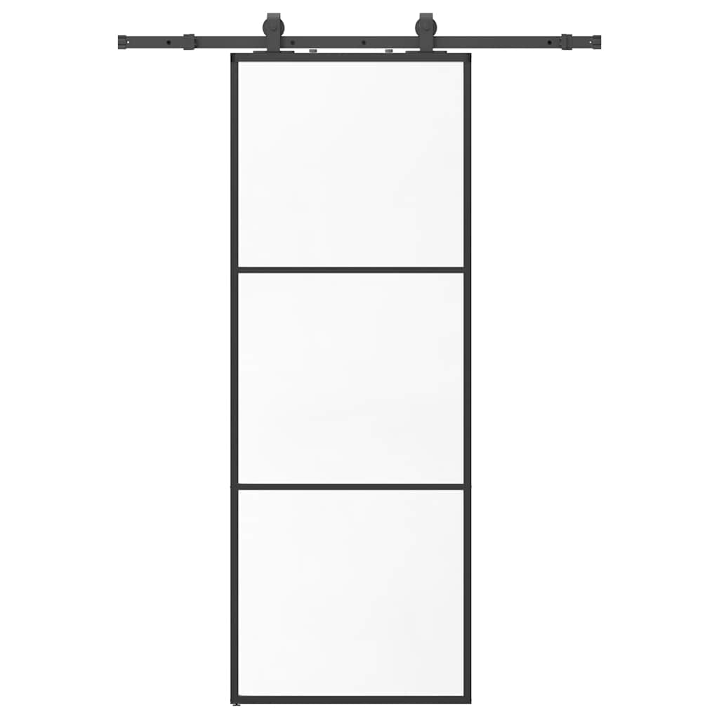 Schuifdeur met beslagset 76x205 cm ESG glas zwart is nu te koop bij PeponiXL, paradijselijk wonen!