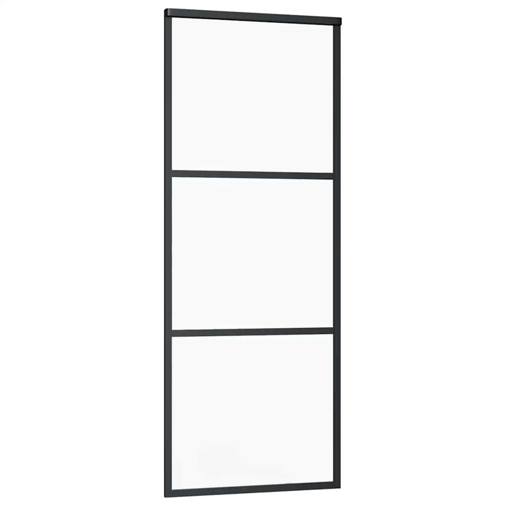 Schuifdeur met beslagset 76x205 cm ESG glas zwart is nu te koop bij PeponiXL, paradijselijk wonen!