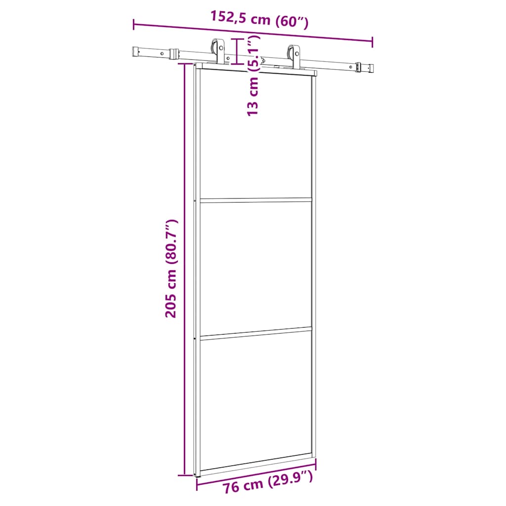 Schuifdeur met beslagset 76x205 cm ESG glas zwart is nu te koop bij PeponiXL, paradijselijk wonen!