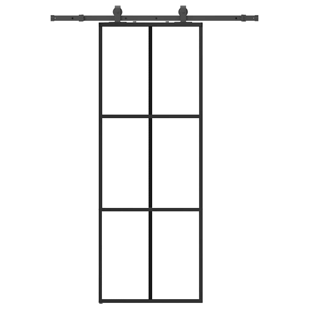 Schuifdeur met beslagset 76x205 cm ESG glas zwart is nu te koop bij PeponiXL, paradijselijk wonen!
