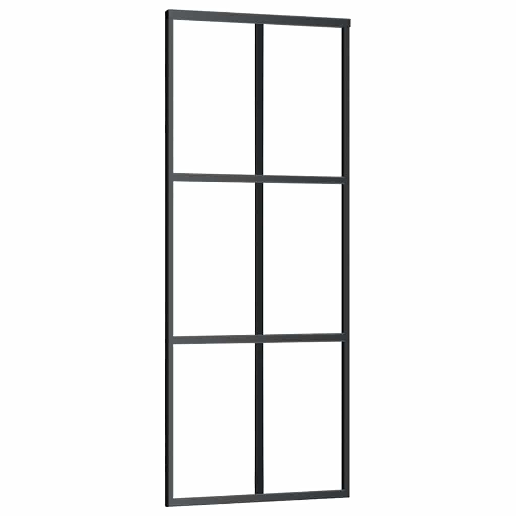 Schuifdeur met beslagset 76x205 cm ESG glas zwart is nu te koop bij PeponiXL, paradijselijk wonen!