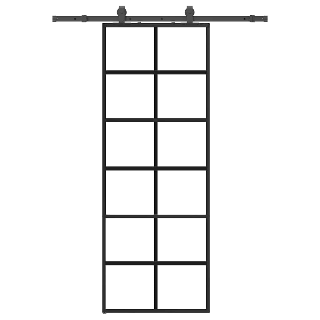 Schuifdeur met beslagset 76x205 cm ESG glas zwart is nu te koop bij PeponiXL, paradijselijk wonen!