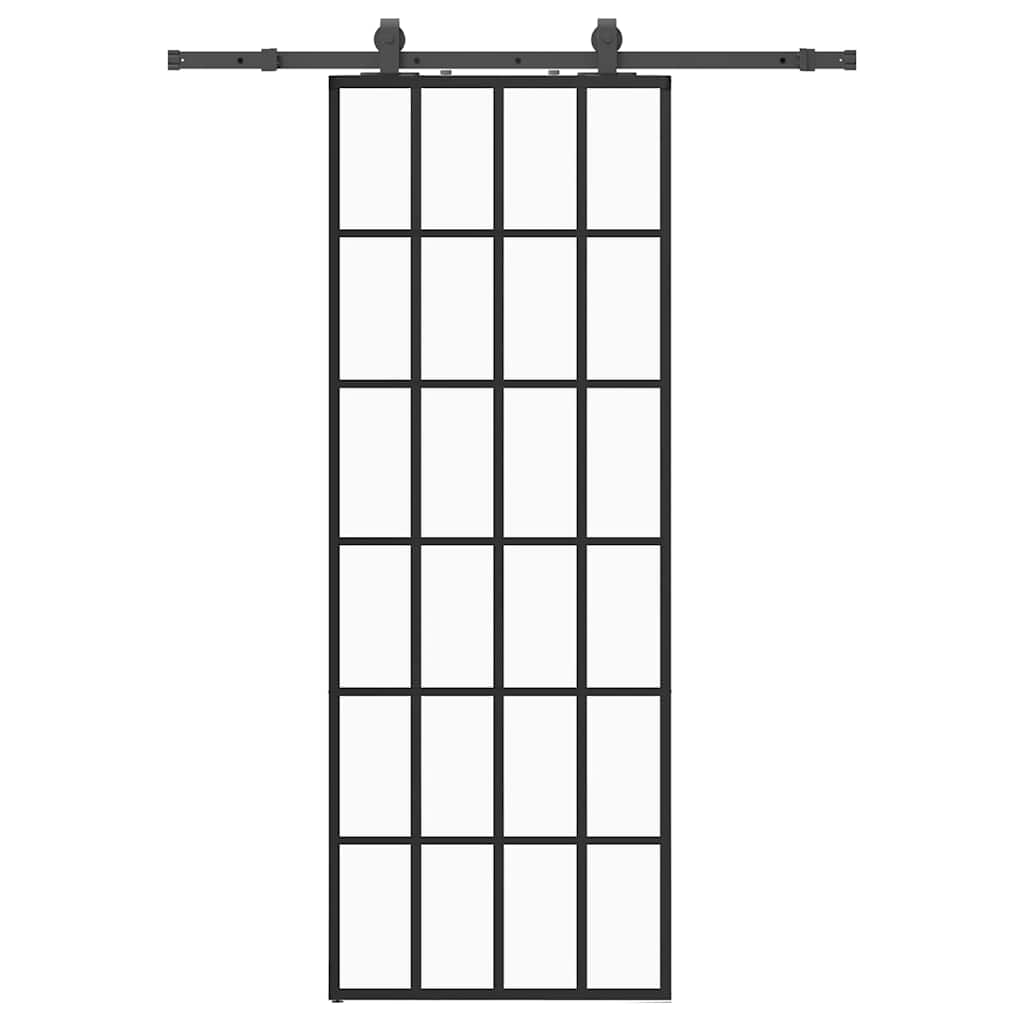 Schuifdeur met beslagset 76x205 cm ESG glas zwart is nu te koop bij PeponiXL, paradijselijk wonen!