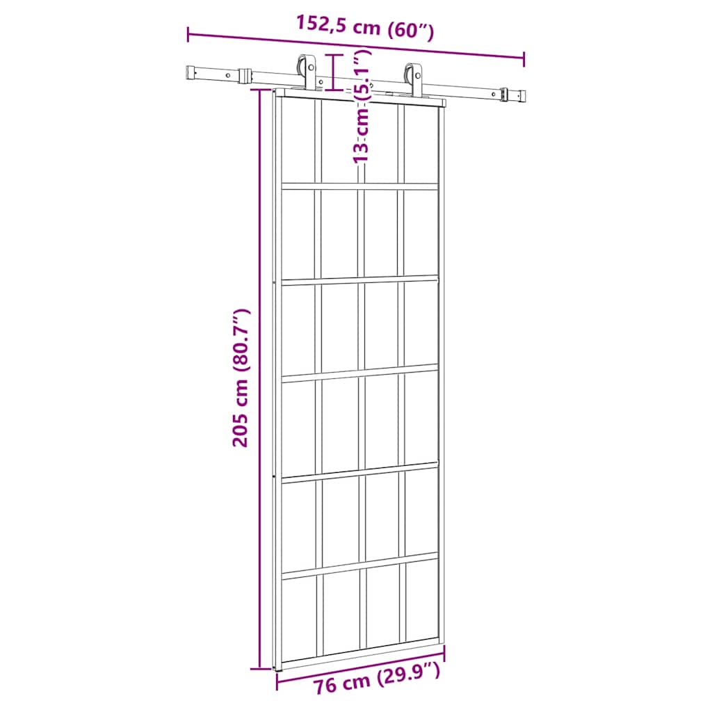 Schuifdeur met beslagset 76x205 cm ESG glas zwart is nu te koop bij PeponiXL, paradijselijk wonen!