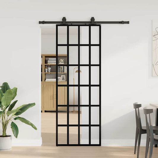 Schuifdeur met beslagset 76x205 cm ESG glas zwart is nu te koop bij PeponiXL, paradijselijk wonen!