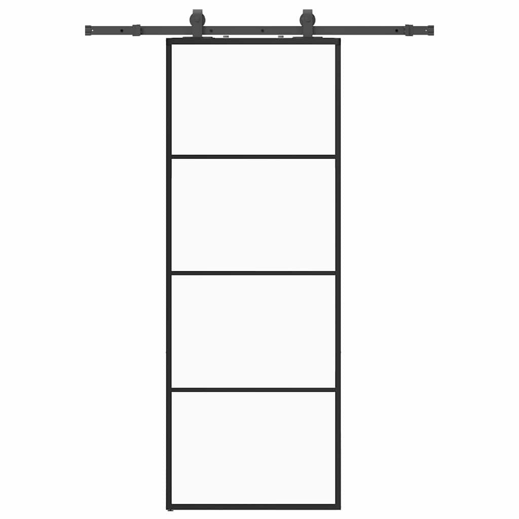Schuifdeur met beslagset 76x205 cm ESG glas zwart is nu te koop bij PeponiXL, paradijselijk wonen!