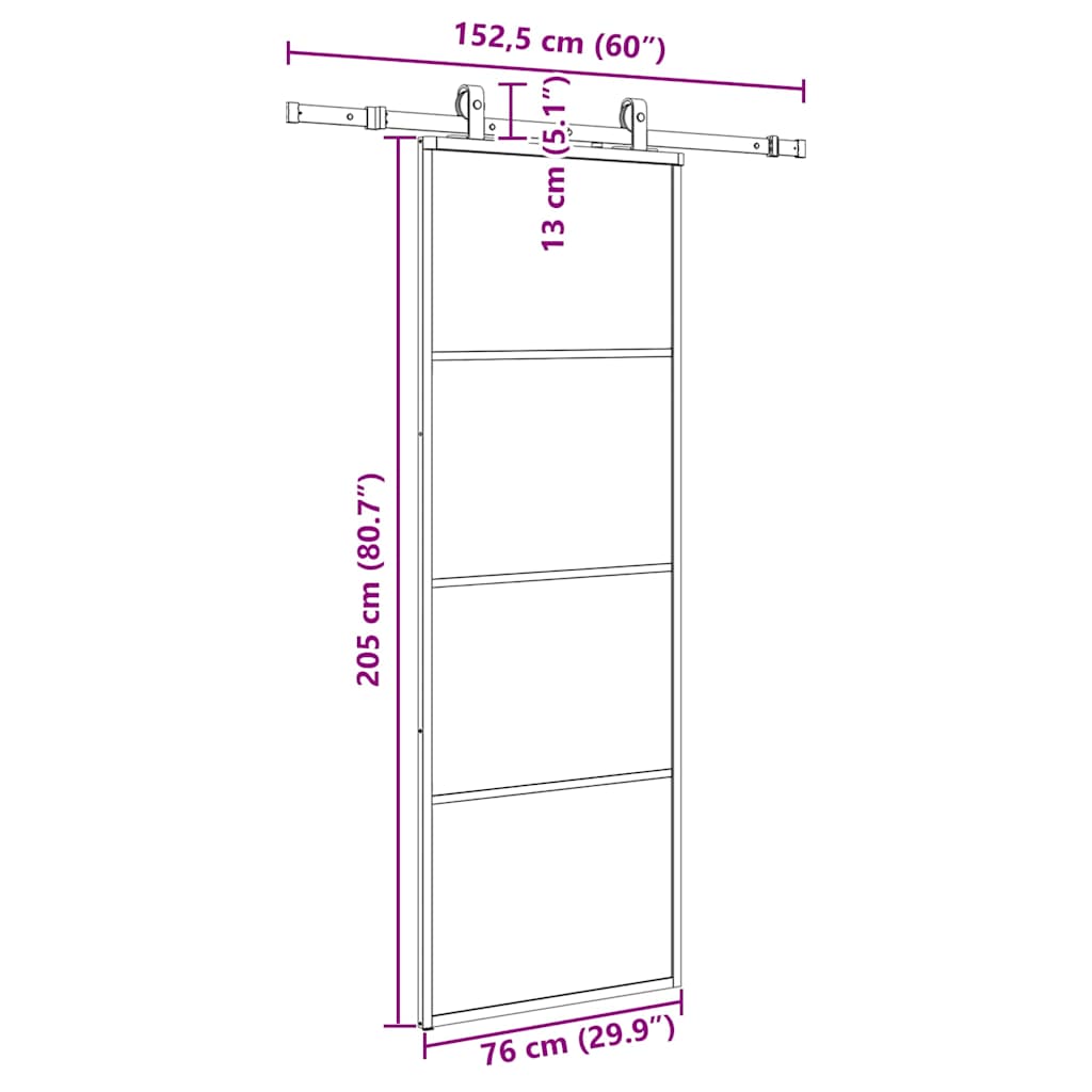 Schuifdeur met beslagset 76x205 cm ESG glas zwart is nu te koop bij PeponiXL, paradijselijk wonen!