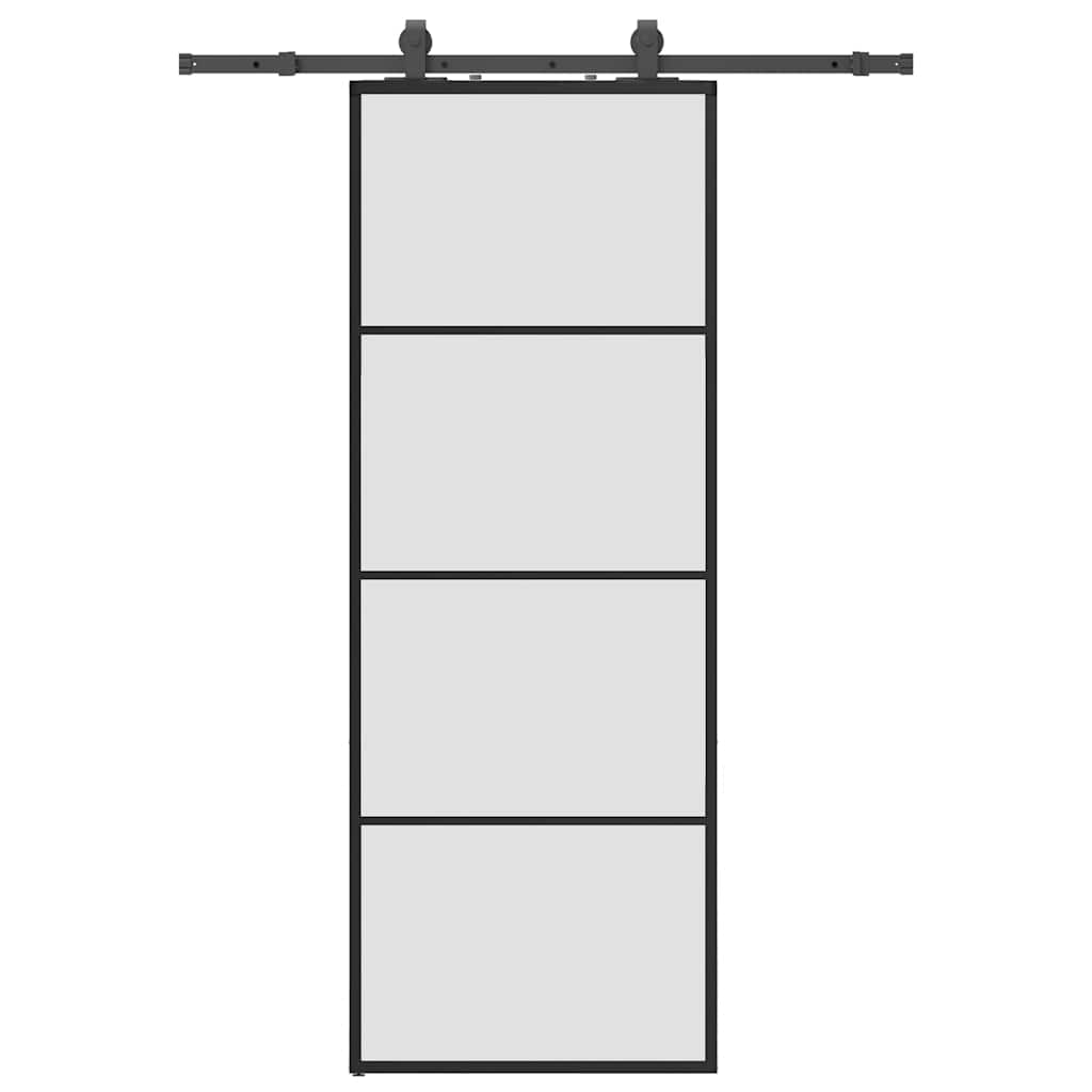 Schuifdeur met beslagset 76x205 cm ESG glas zwart is nu te koop bij PeponiXL, paradijselijk wonen!
