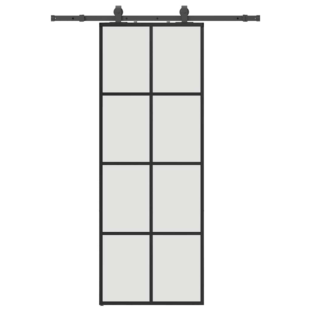 Schuifdeur met beslagset 76x205 cm ESG glas zwart is nu te koop bij PeponiXL, paradijselijk wonen!