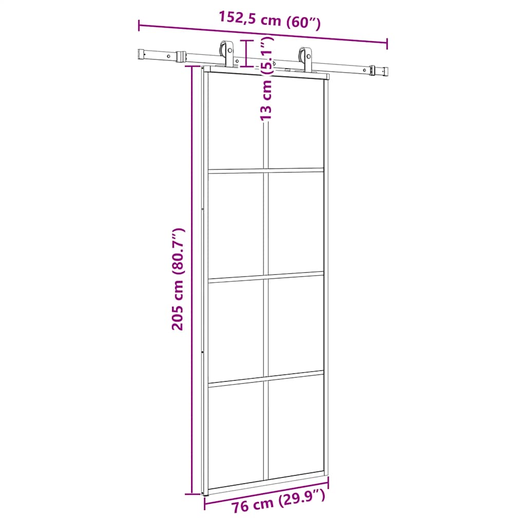 Schuifdeur met beslagset 76x205 cm ESG glas zwart is nu te koop bij PeponiXL, paradijselijk wonen!