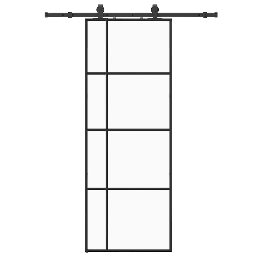 Schuifdeur met beslagset 76x205 cm ESG glas zwart is nu te koop bij PeponiXL, paradijselijk wonen!