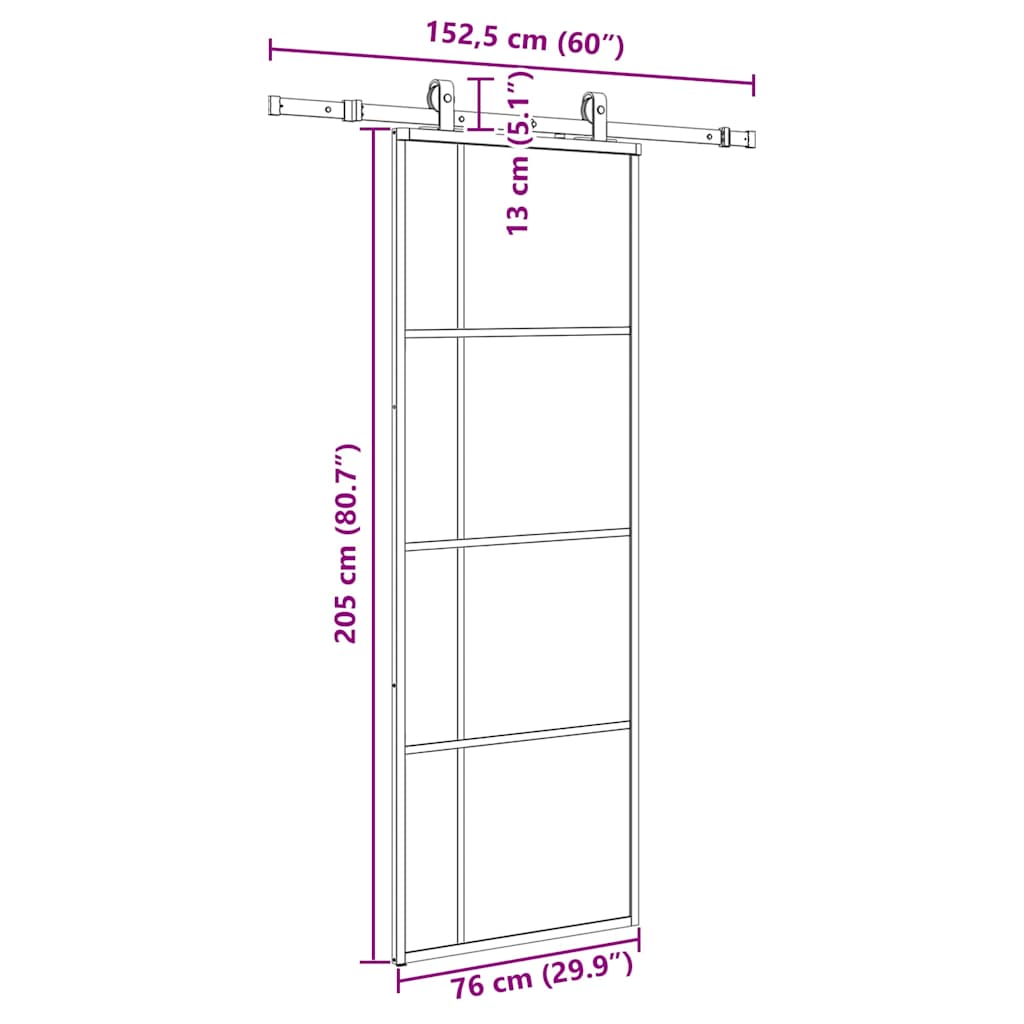 Schuifdeur met beslagset 76x205 cm ESG glas zwart is nu te koop bij PeponiXL, paradijselijk wonen!