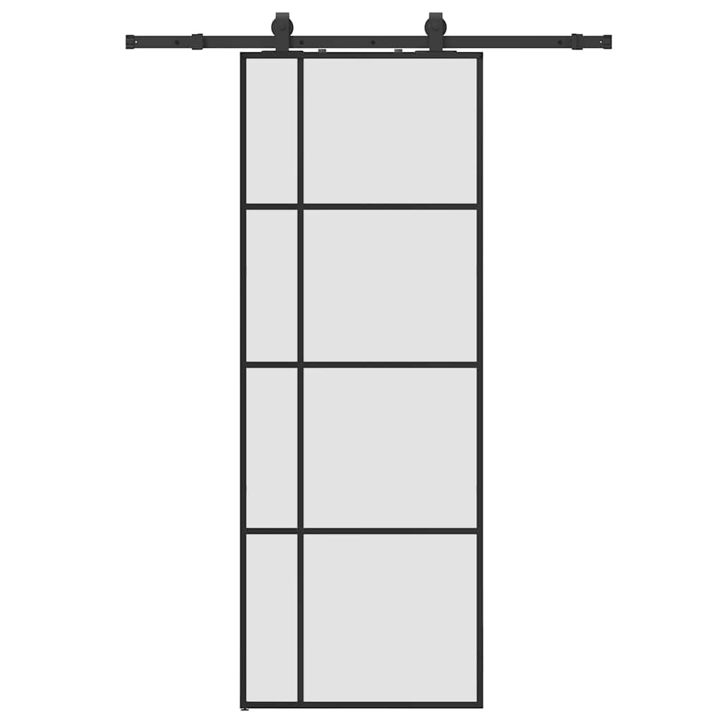 Schuifdeur met beslagset 76x205 cm ESG glas zwart is nu te koop bij PeponiXL, paradijselijk wonen!