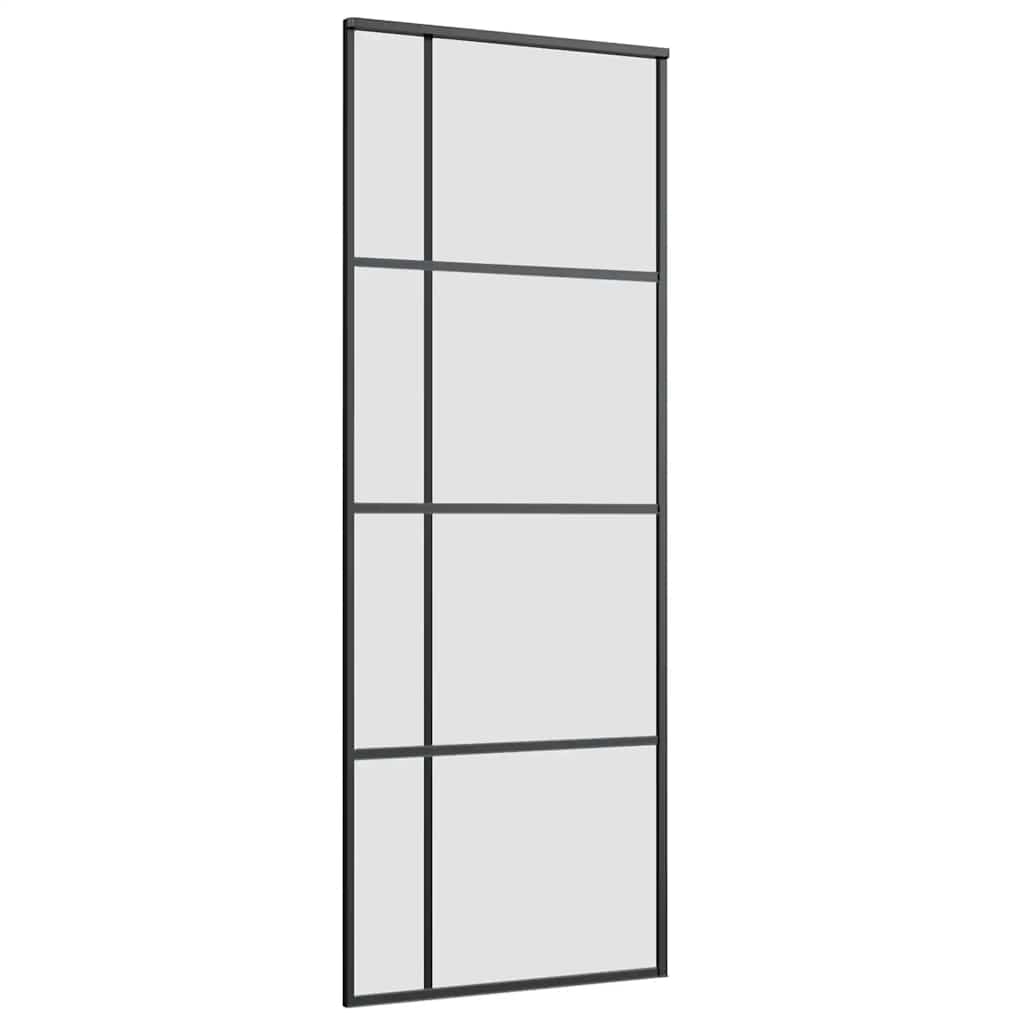 Schuifdeur met beslagset 76x205 cm ESG glas zwart is nu te koop bij PeponiXL, paradijselijk wonen!