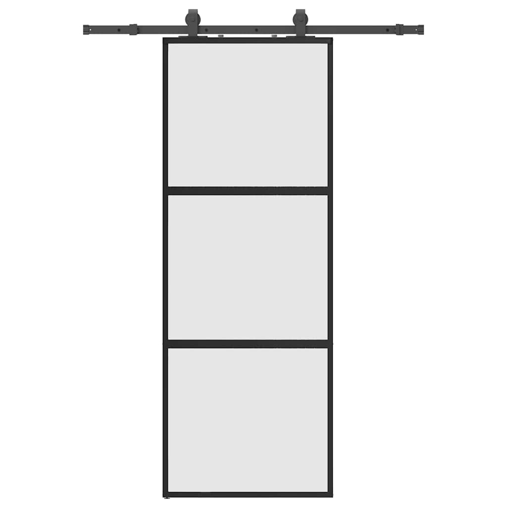 Schuifdeur met beslagset 76x205 cm gehard glas zwart is nu te koop bij PeponiXL, paradijselijk wonen!