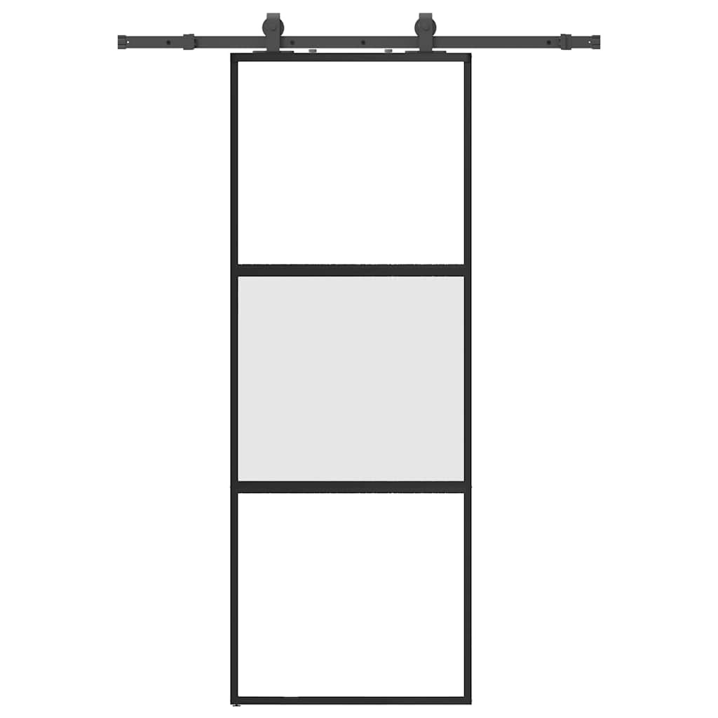 Schuifdeur met beslagset 76x205 cm gehard glas zwart is nu te koop bij PeponiXL, paradijselijk wonen!