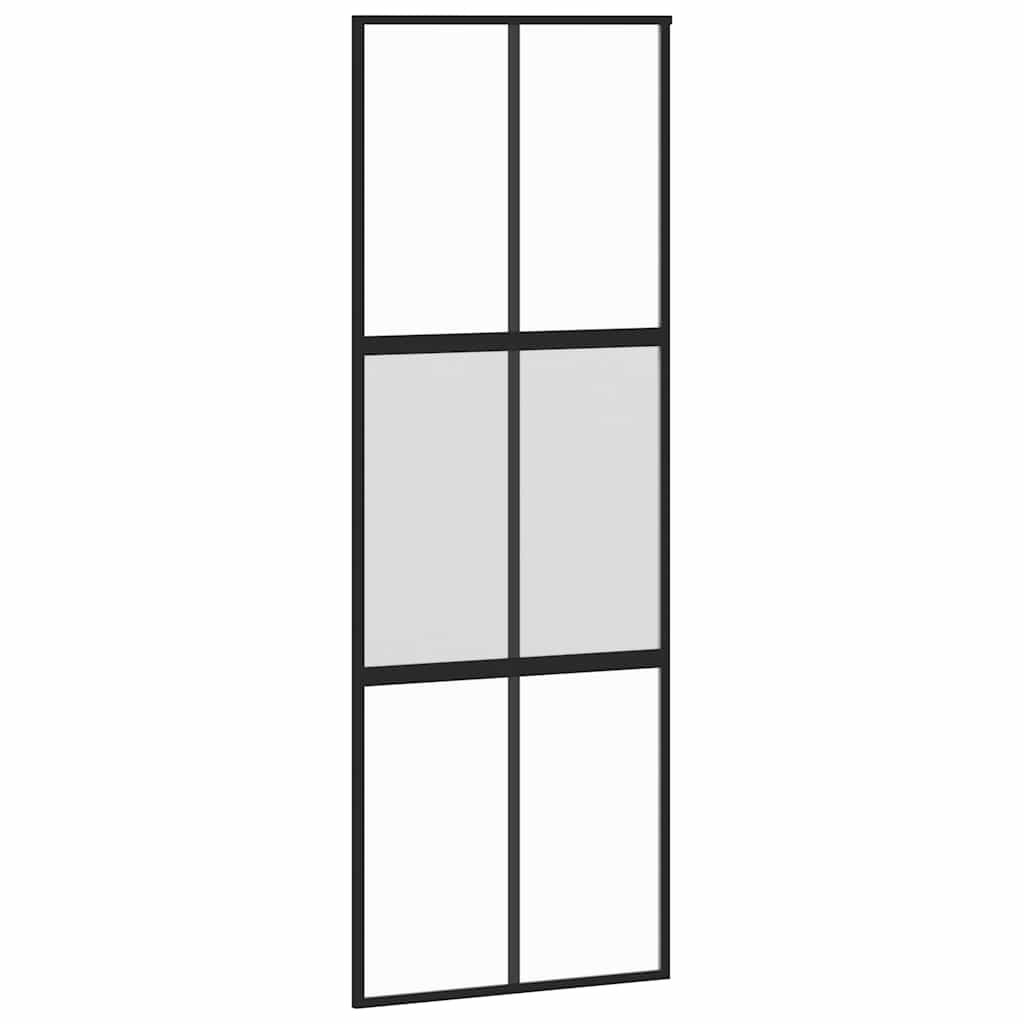 Schuifdeur met beslagset 76x205 cm gehard glas zwart is nu te koop bij PeponiXL, paradijselijk wonen!