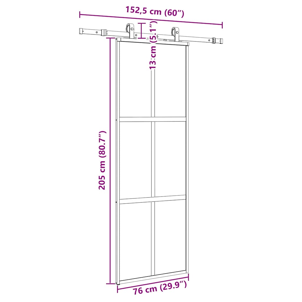 Schuifdeur met beslagset 76x205 cm gehard glas zwart is nu te koop bij PeponiXL, paradijselijk wonen!