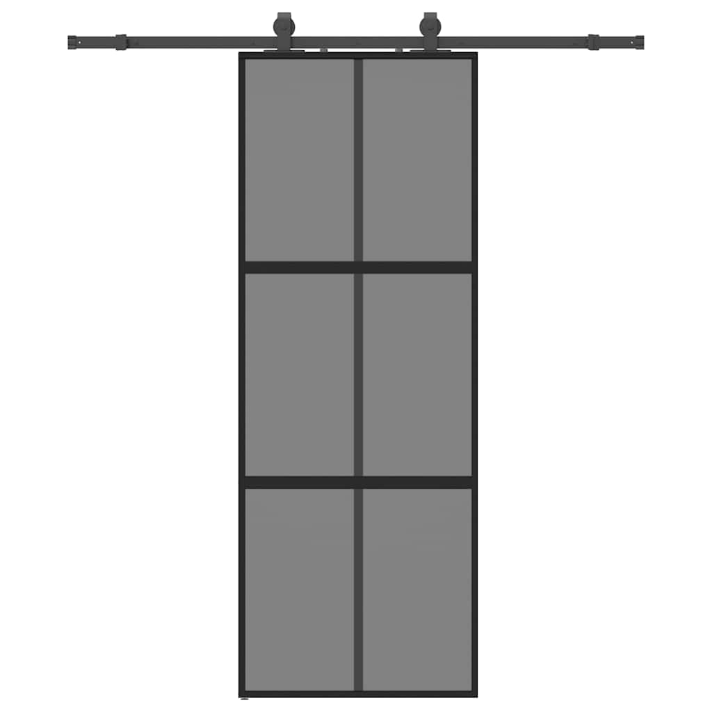 Schuifdeur met beslagset 76x205 cm gehard glas zwart is nu te koop bij PeponiXL, paradijselijk wonen!
