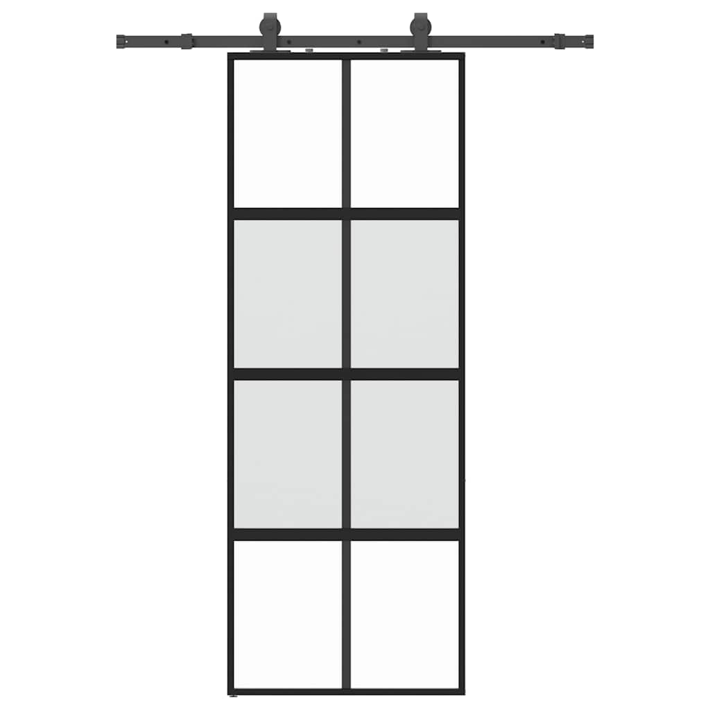 Schuifdeur met beslagset 76x205 cm gehard glas zwart is nu te koop bij PeponiXL, paradijselijk wonen!