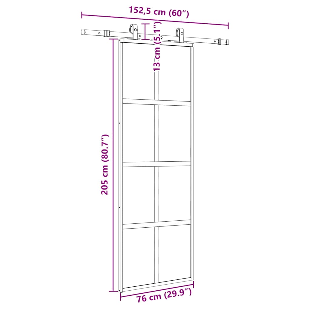 Schuifdeur met beslagset 76x205 cm gehard glas zwart is nu te koop bij PeponiXL, paradijselijk wonen!