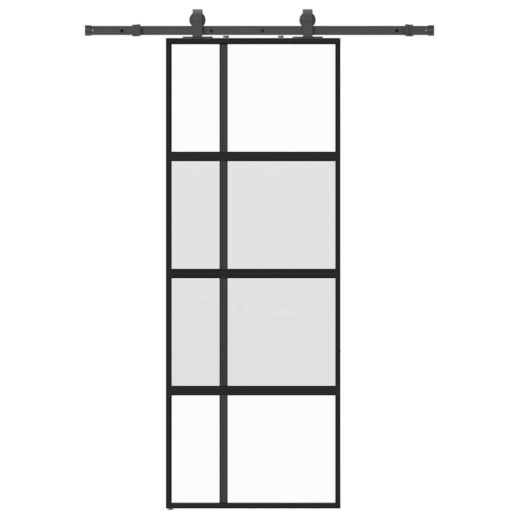 Schuifdeur met beslagset 76x205 cm gehard glas zwart is nu te koop bij PeponiXL, paradijselijk wonen!