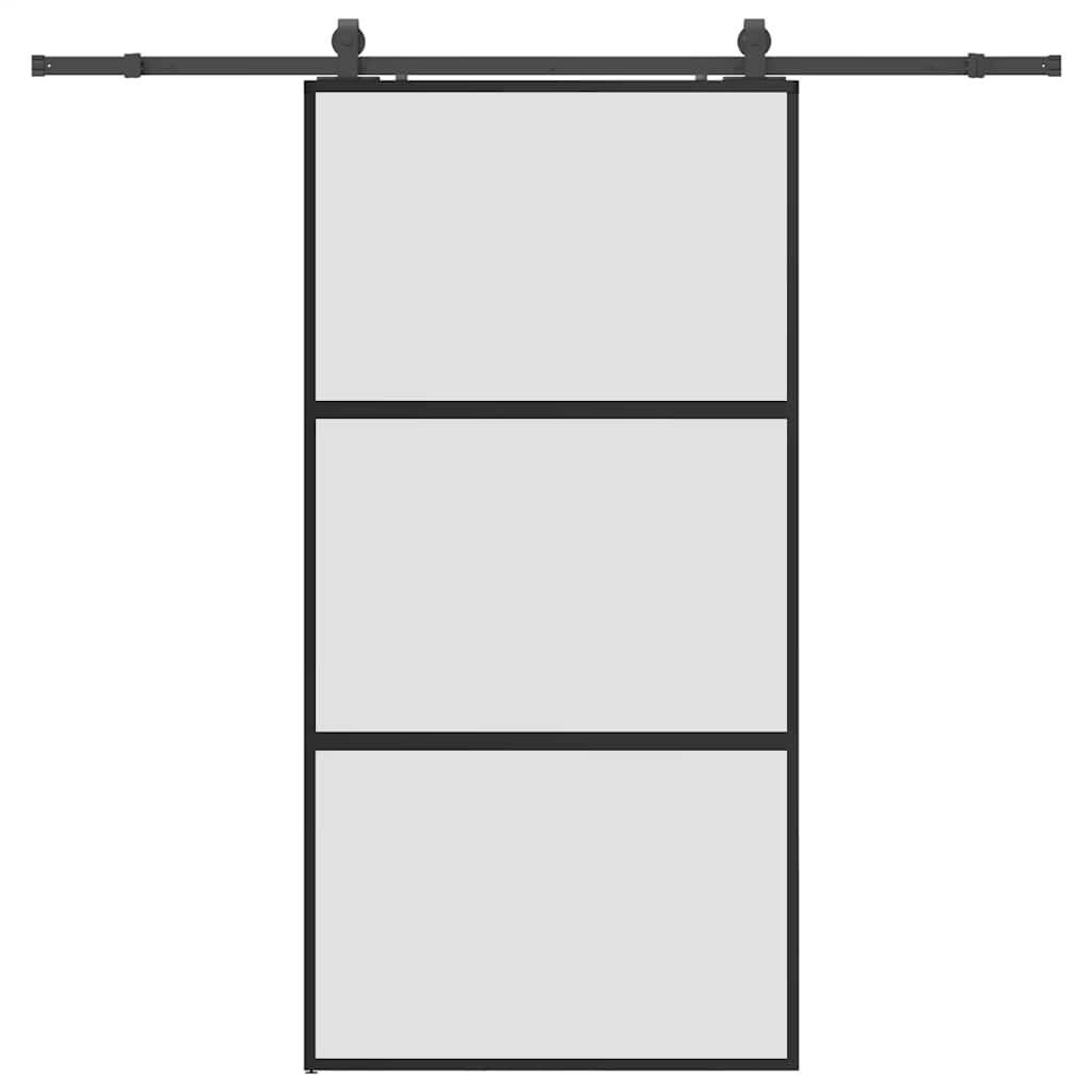Schuifdeur met beslagset 102,5x205 cm gehard glas zwart is nu te koop bij PeponiXL, paradijselijk wonen!