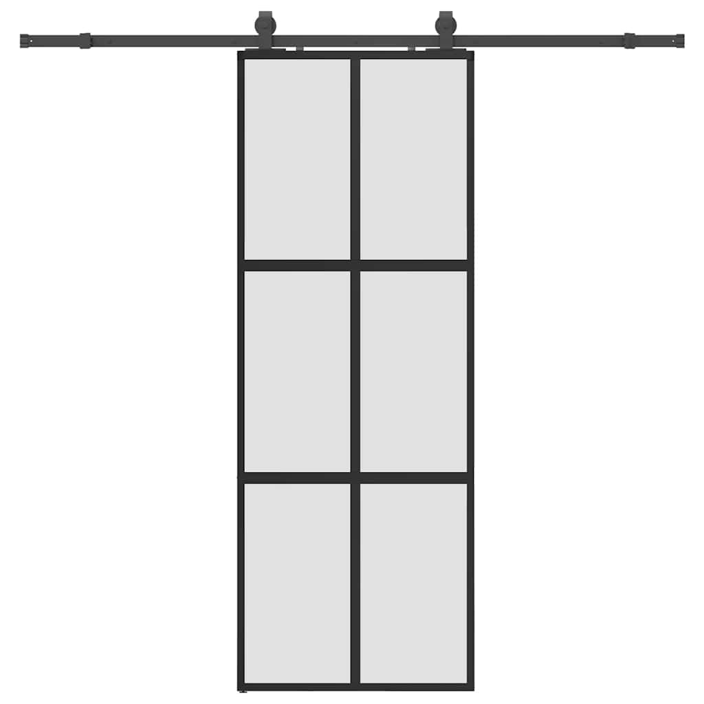 Schuifdeur met beslagset 76x205 cm gehard glas zwart is nu te koop bij PeponiXL, paradijselijk wonen!