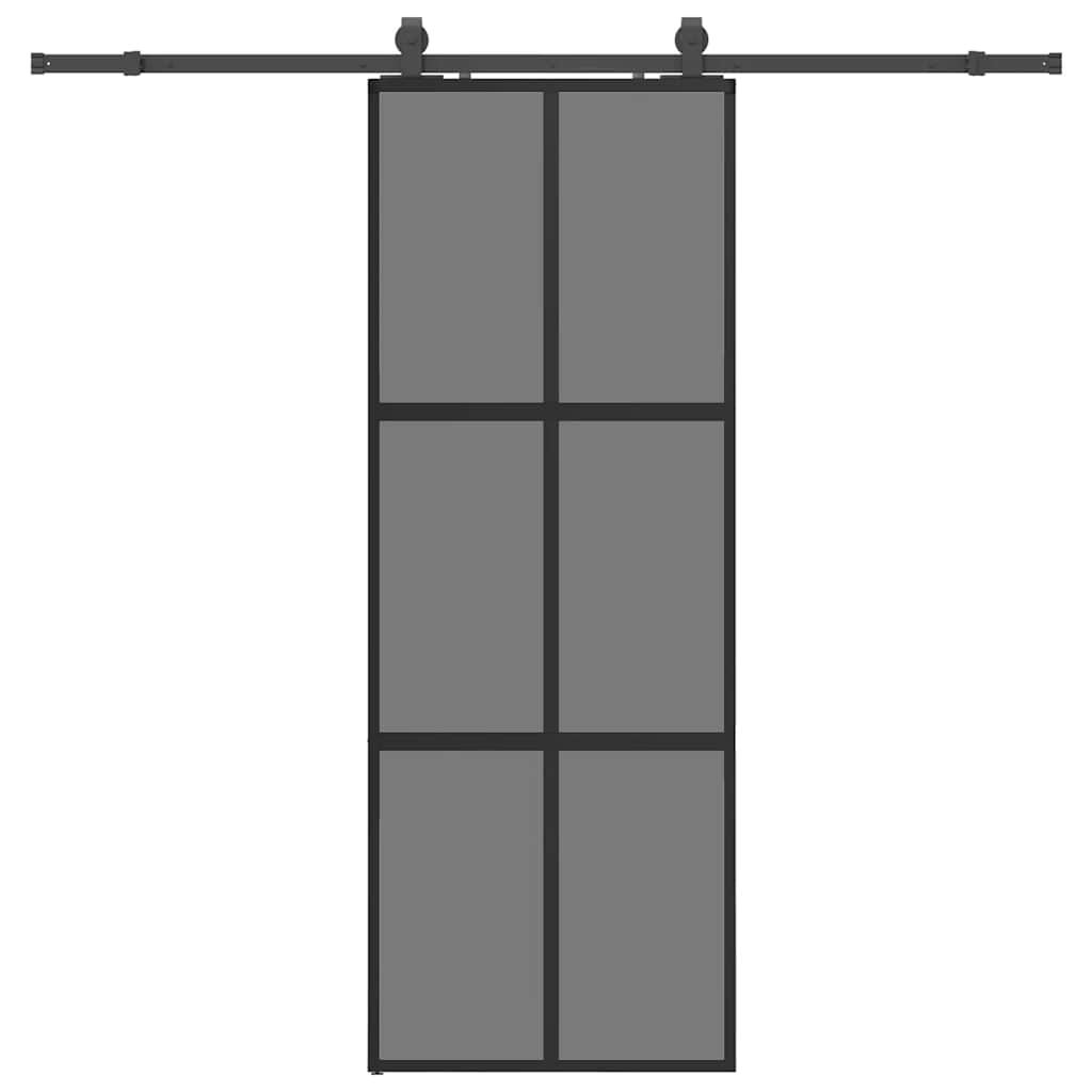 Schuifdeur met beslagset 76x205 cm gehard glas zwart is nu te koop bij PeponiXL, paradijselijk wonen!