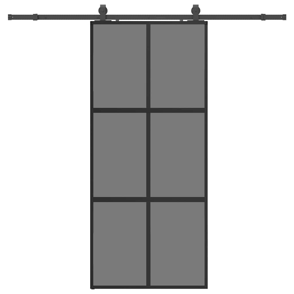 Schuifdeur met beslagset 90x205 cm gehard glas zwart is nu te koop bij PeponiXL, paradijselijk wonen!
