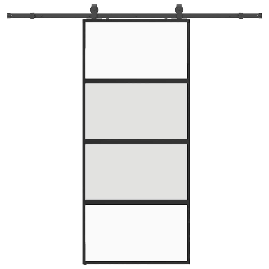 Schuifdeur met beslagset 90x205 cm gehard glas zwart is nu te koop bij PeponiXL, paradijselijk wonen!