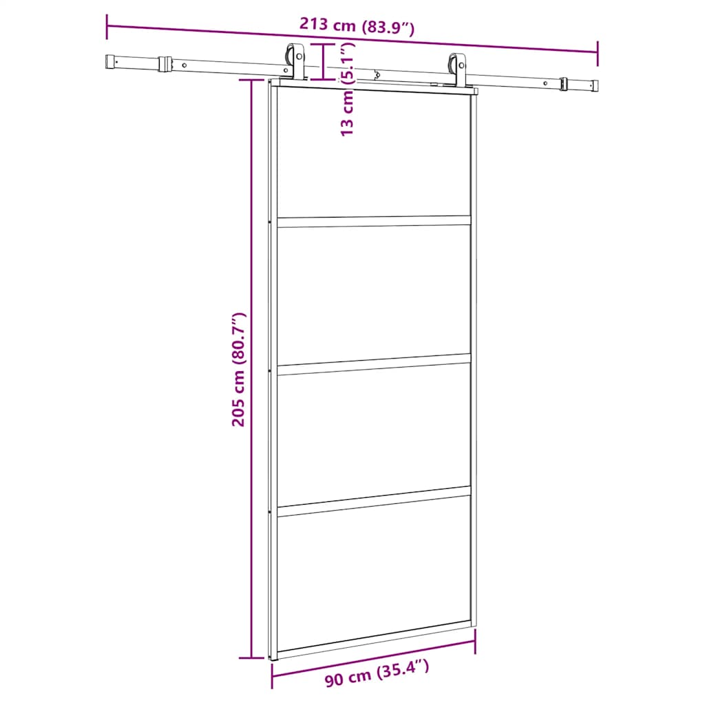 Schuifdeur met beslagset 90x205 cm gehard glas zwart is nu te koop bij PeponiXL, paradijselijk wonen!
