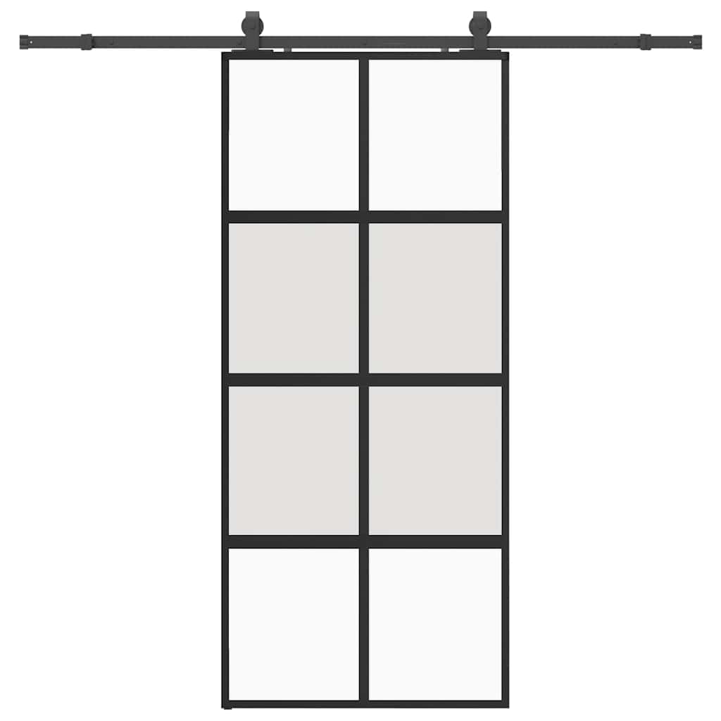 Schuifdeur met beslagset 90x205 cm gehard glas zwart is nu te koop bij PeponiXL, paradijselijk wonen!