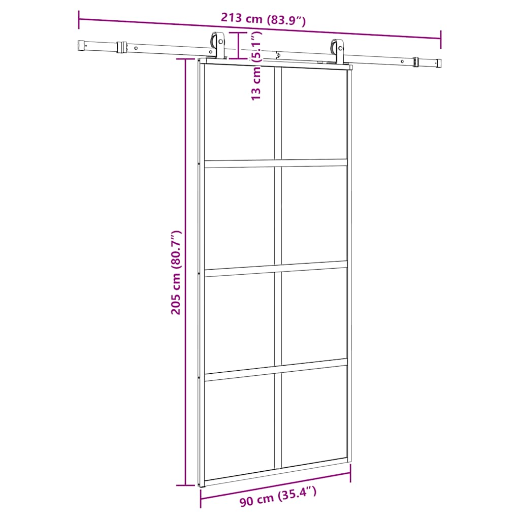 Schuifdeur met beslagset 90x205 cm gehard glas zwart is nu te koop bij PeponiXL, paradijselijk wonen!