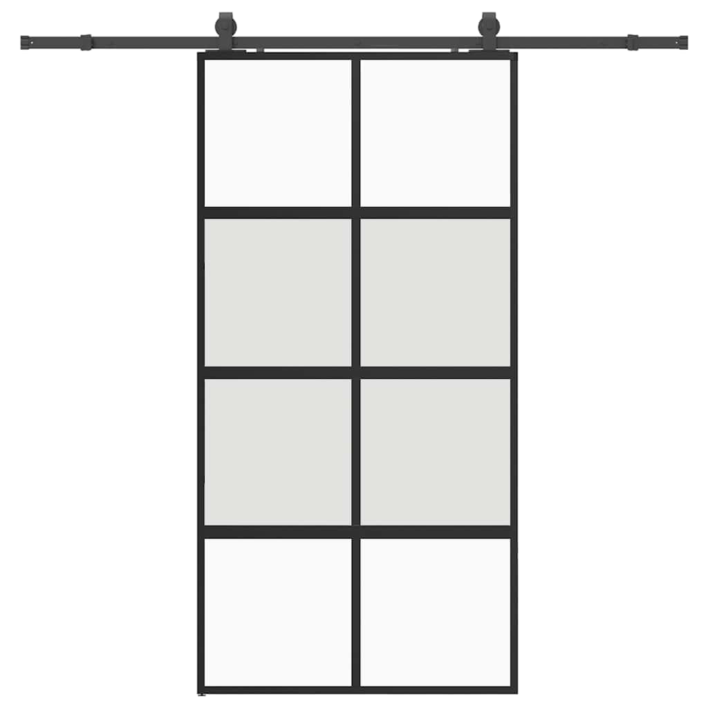 Schuifdeur met beslagset 102,5x205 cm gehard glas zwart is nu te koop bij PeponiXL, paradijselijk wonen!