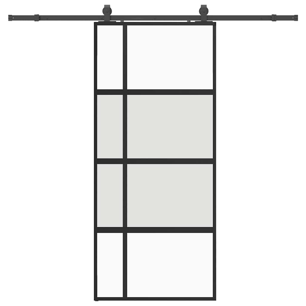 Schuifdeur met beslagset 90x205 cm gehard glas zwart is nu te koop bij PeponiXL, paradijselijk wonen!