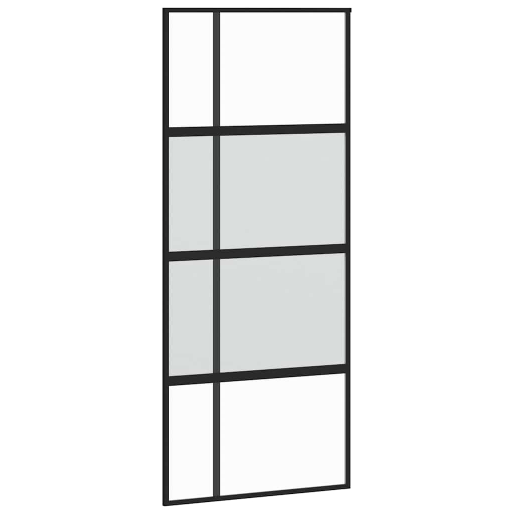 Schuifdeur met beslagset 90x205 cm gehard glas zwart is nu te koop bij PeponiXL, paradijselijk wonen!