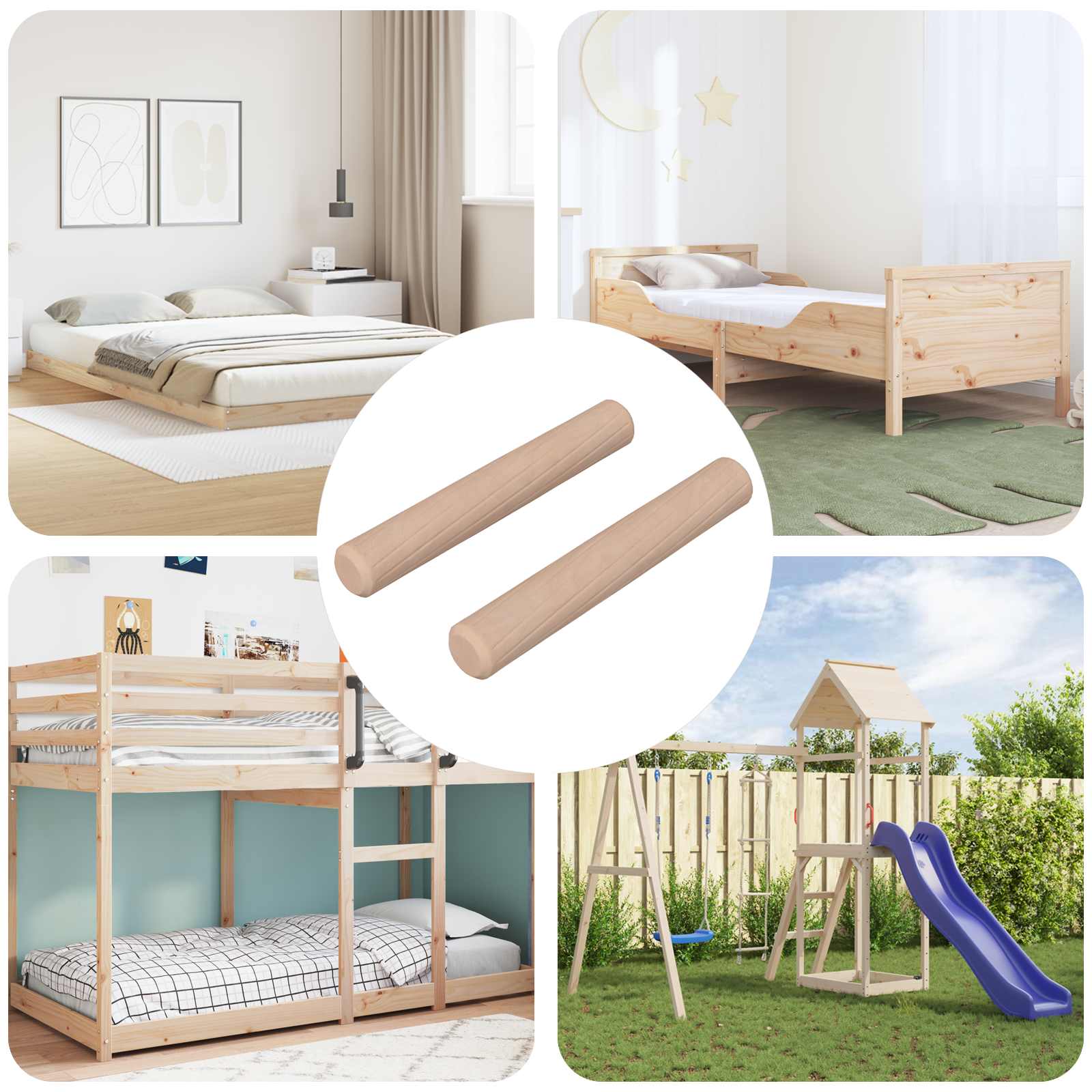 Houten Dowels 2 pcs Naturel Ø 6 x 40 mm Massief Hout is nu te koop bij PeponiXL, paradijselijk wonen!