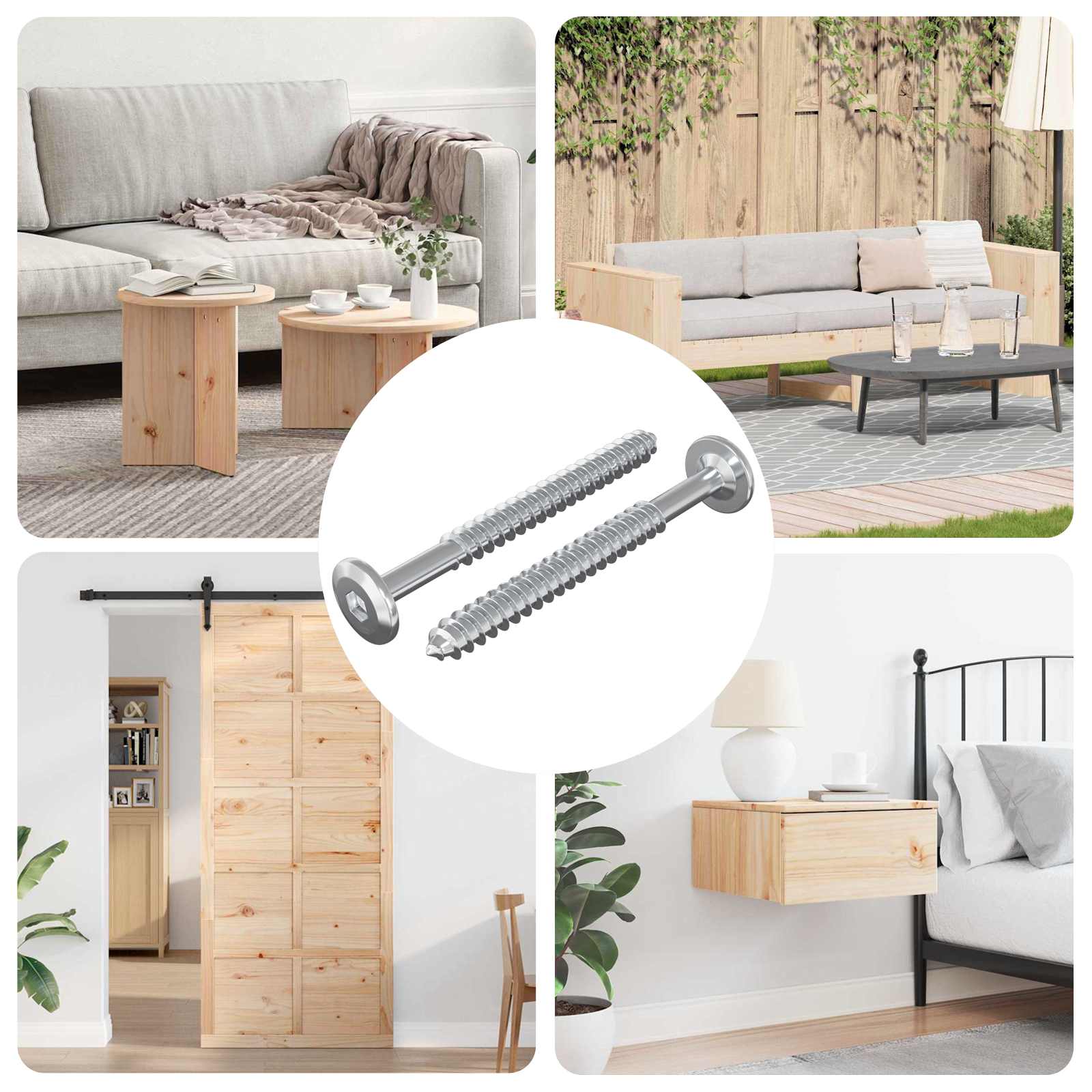 Houten Schroeven 2 pcs Zilver M6 x 70 mm Staal is nu te koop bij PeponiXL, paradijselijk wonen!