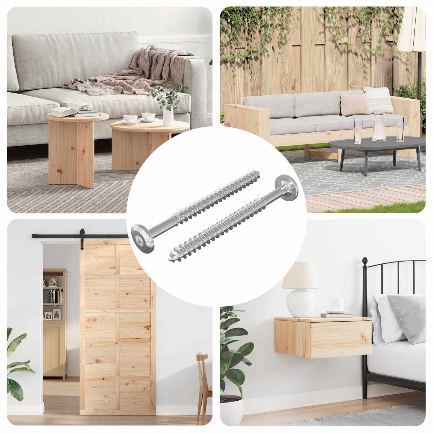 Houten Schroeven 2 pcs Zilver M6 x 70 mm Staal is nu te koop bij PeponiXL, paradijselijk wonen!
