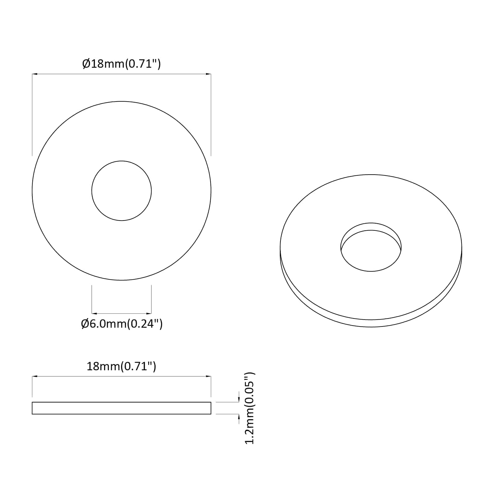 Washers 2 pcs Zilver 18 x 18 x 1,2 mm IJzer is nu te koop bij PeponiXL, paradijselijk wonen!